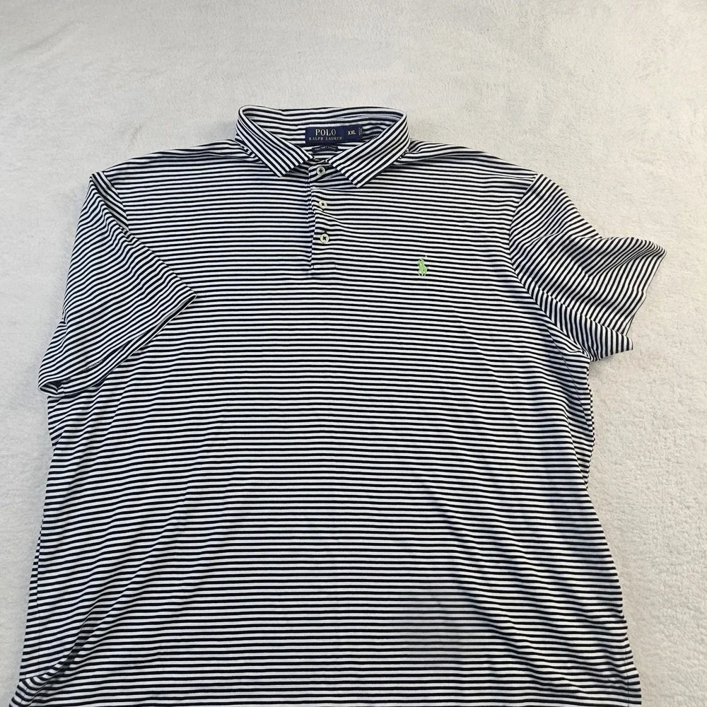 Polo Ralph Lauren Shirt Mens XXL Black‎ & White Classic Fit Golf Pony Polo